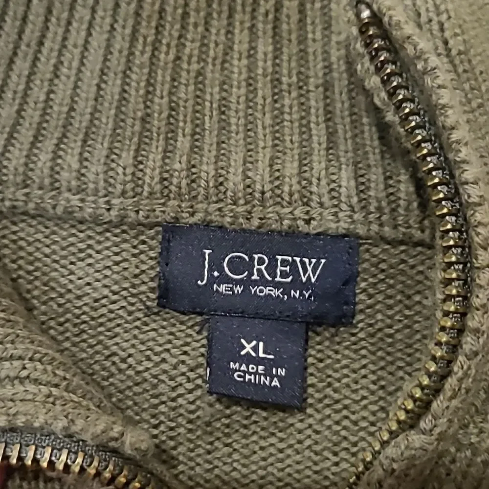 Jcrew mens olive green‎ quarter zip cashmere cotton blend sweater